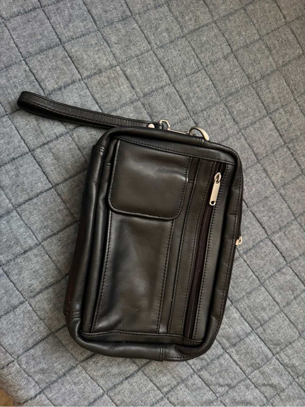 Men's Black Leather Wristlet Organizer - Unbranded